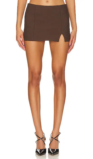 Inez Mini Skirt in Brown | Revolve Clothing (Global)