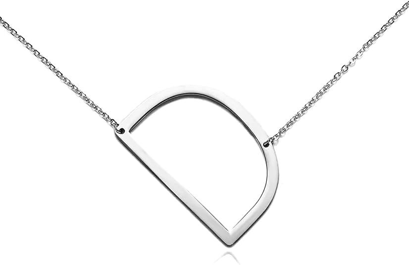 RINHOO Stainless Steel Large Silver Initial Alphabet 26 Big Letters Script Name Pendant Chain Nec... | Amazon (US)