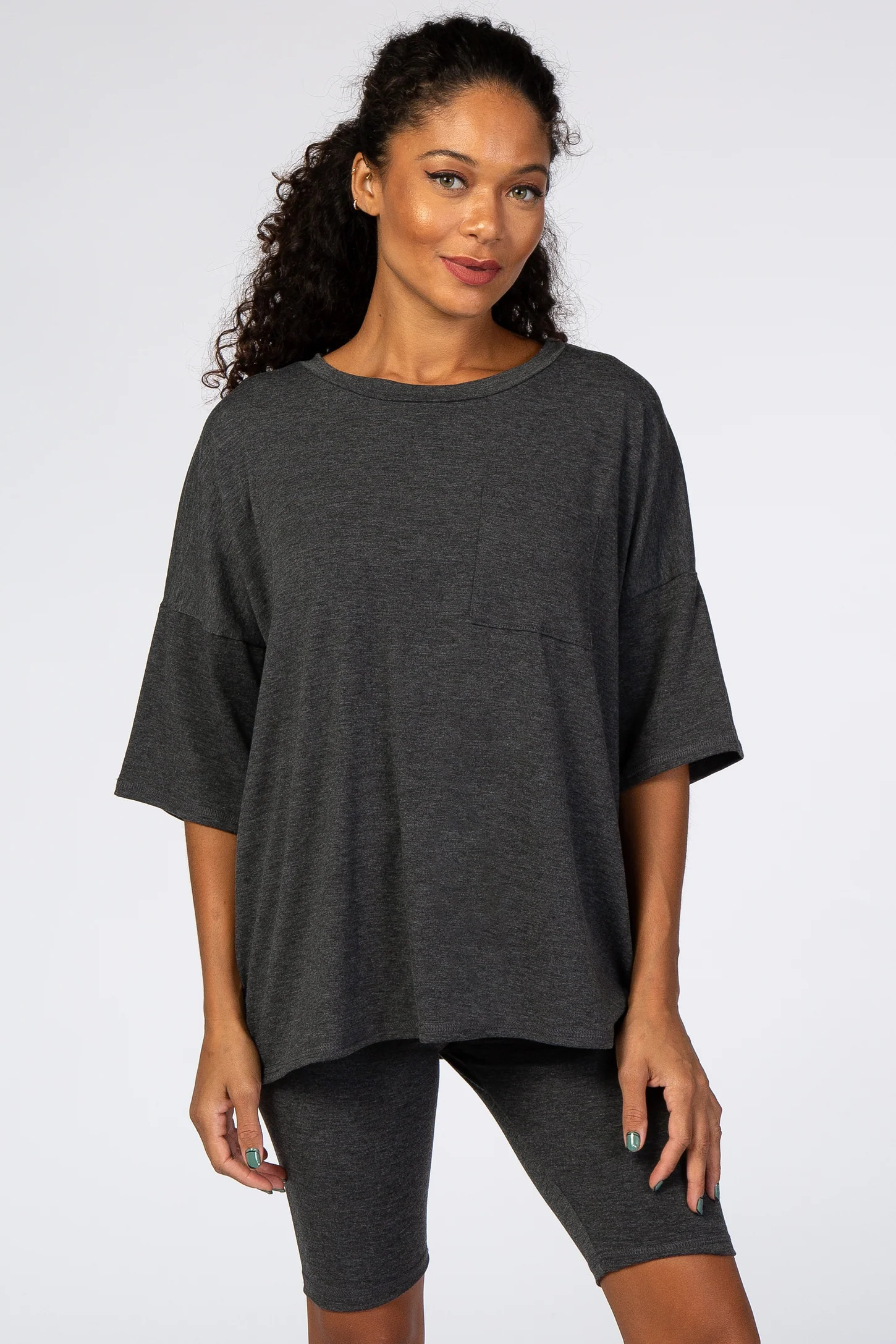 Charcoal Biker Short Sleep Set | PinkBlush Maternity