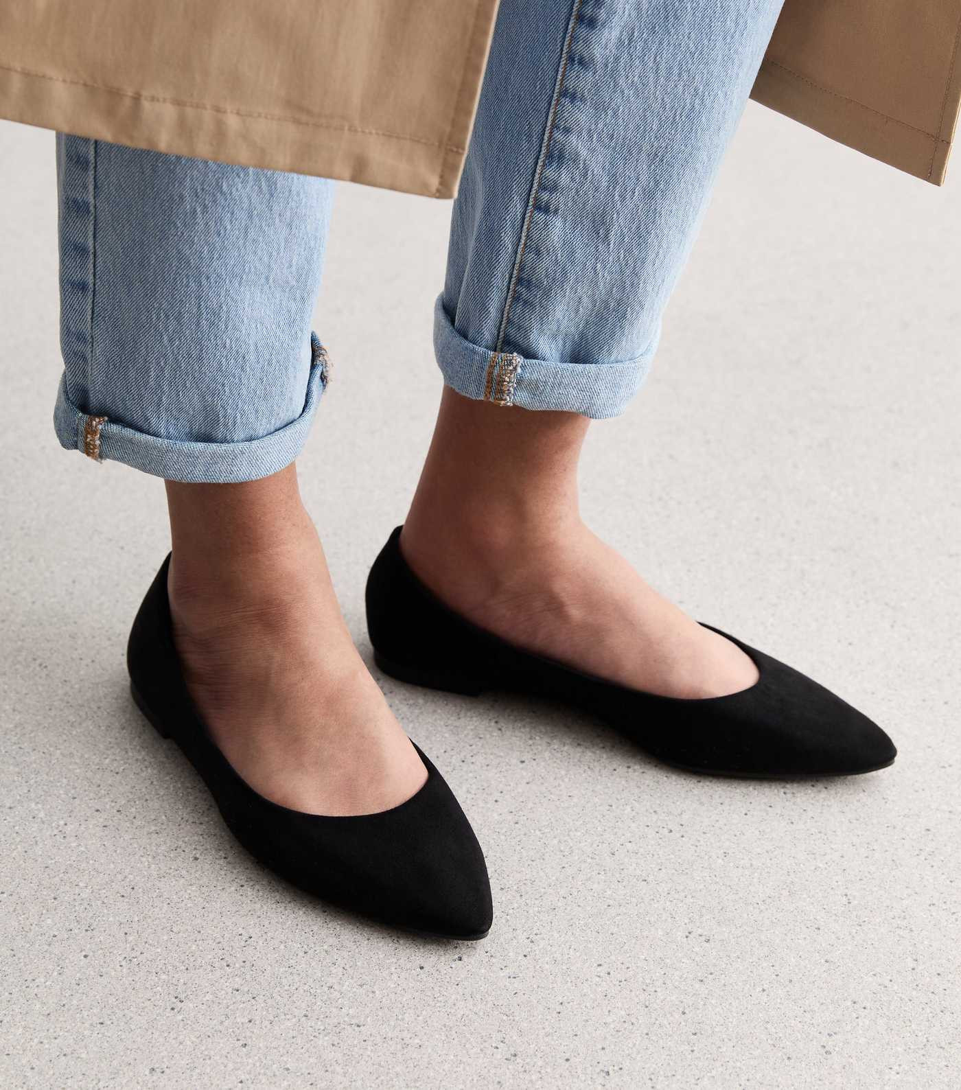 Black Suedette Pointed Ballerina Pumps | New Look | New Look (UK)
