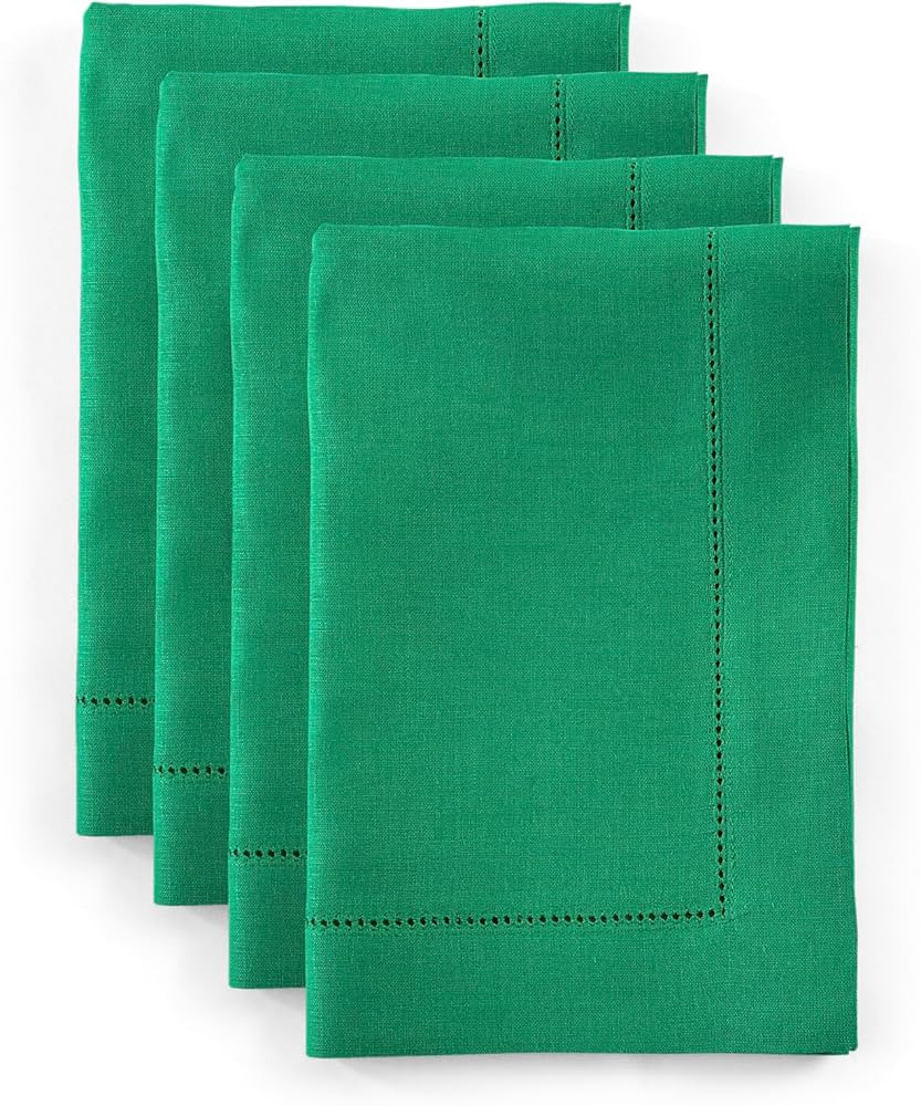 Solino Home Linen Napkins Set of 4 – 100% Pure Linen Emerald Green Cloth Napkins 20 x 20 Inch ... | Amazon (US)