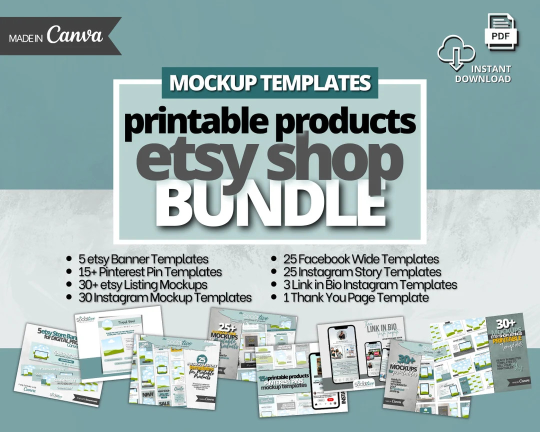 100 Printable Products Mockups Etsy Shop Templates Bundle  - Etsy | Etsy (US)