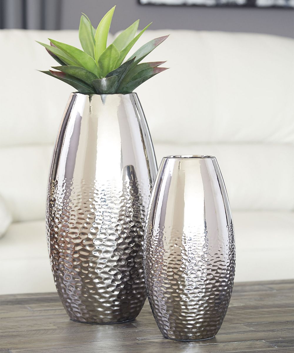 Signature Design by Ashley Furniture Vases Silver - Silver Dinesh Vase - Set of Two | Zulily