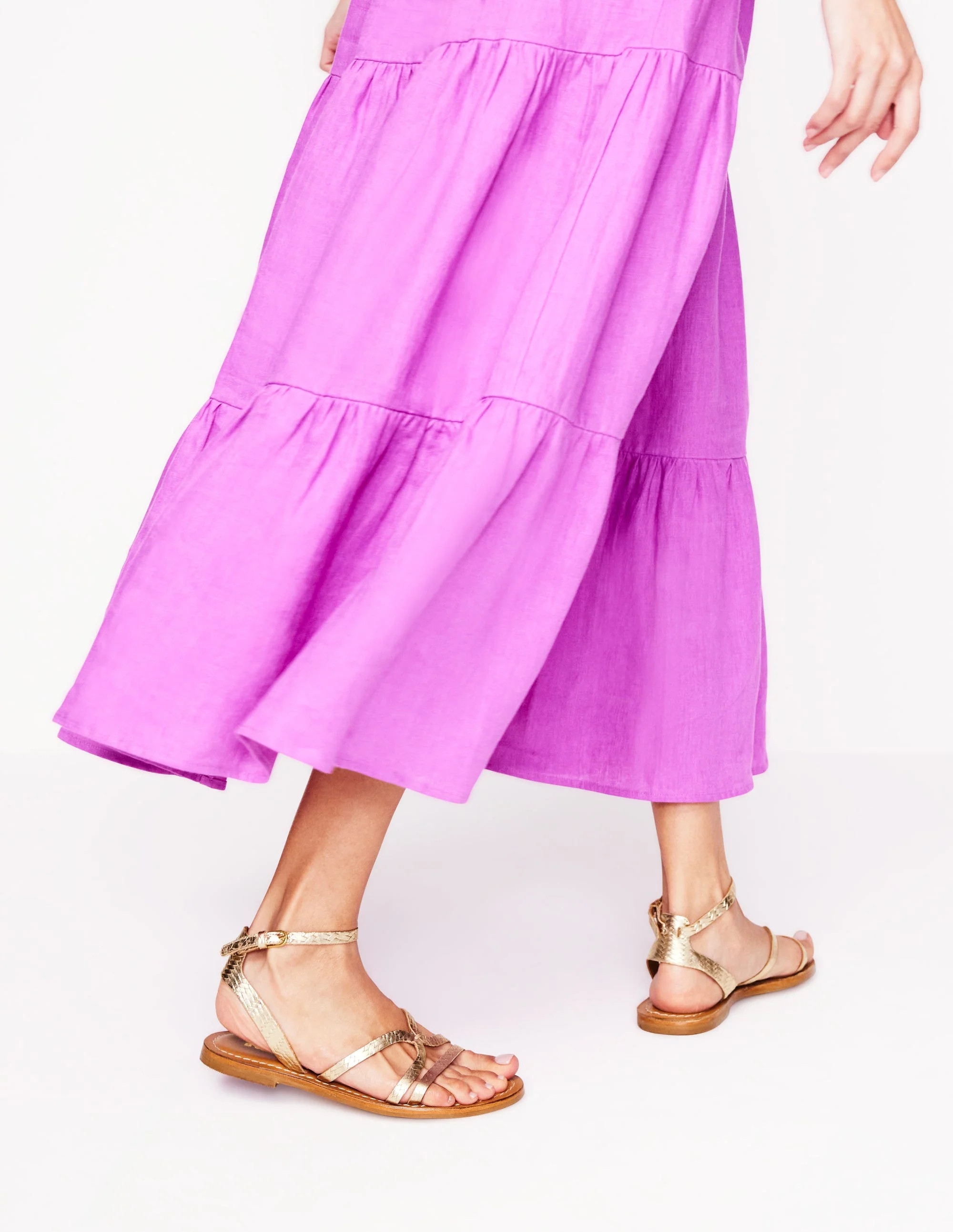 Casual Flat Sandal-Gold Woven Leather | Boden (US)