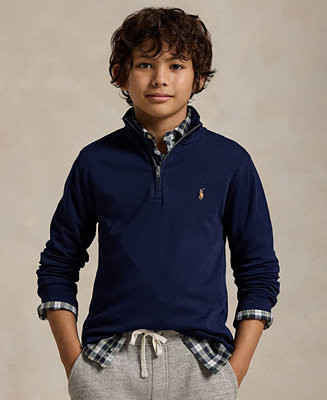 Polo Ralph Lauren Big Boys Cotton Interlock Quarter-Zip Pullover - Macy's | Macy's
