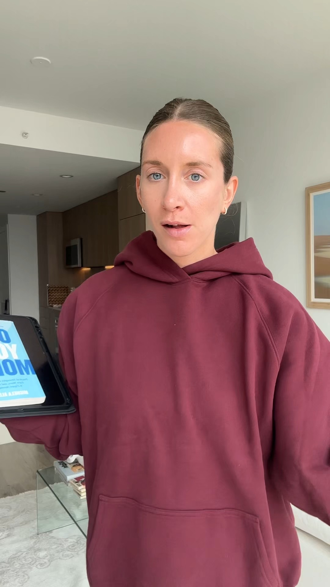 I’m on Sumac Burgundy wearing size L in the hoodie, M in shorts, and S in sweats 