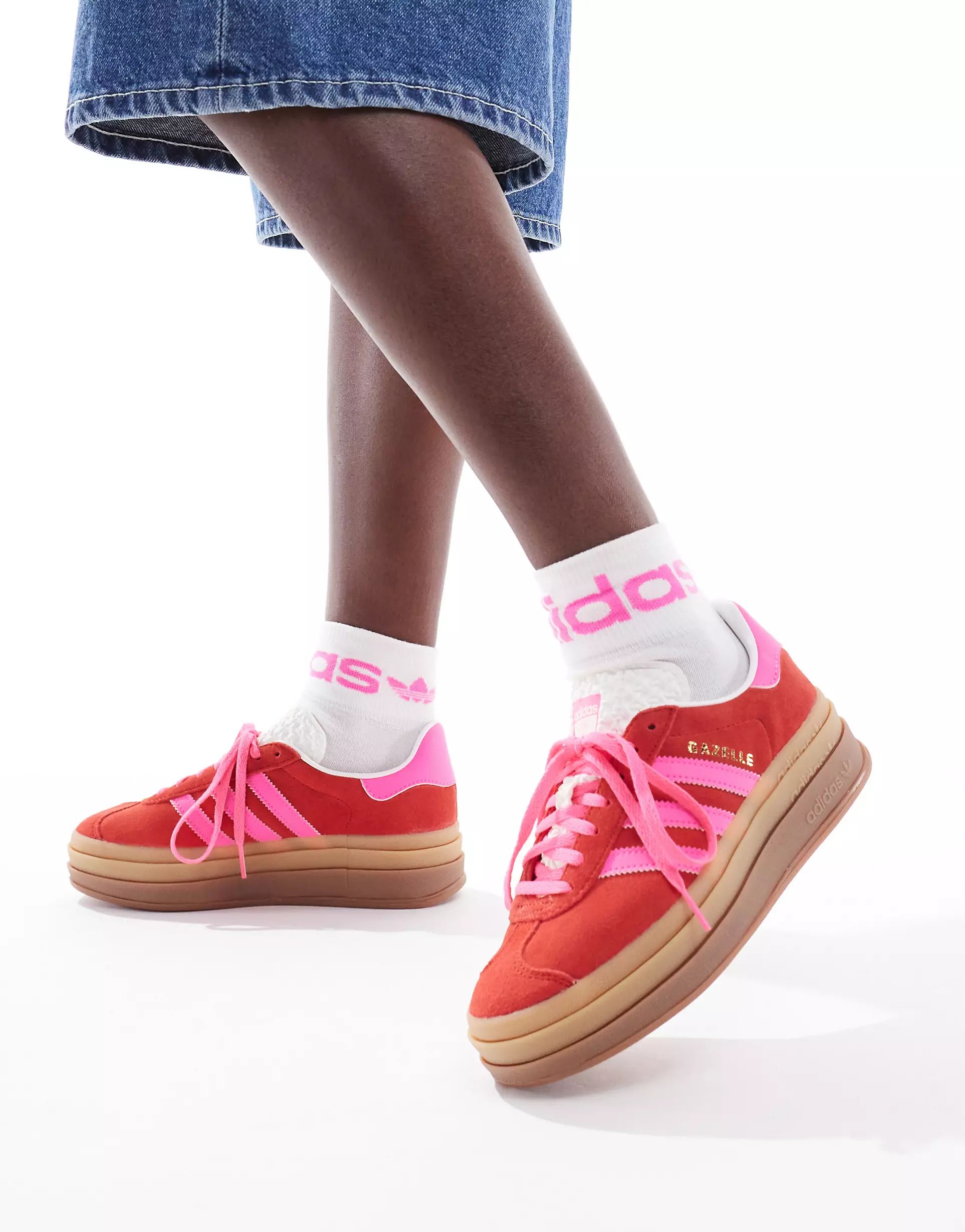 adidas Originals Gazelle Bold platform trainers in red and pink | ASOS (Global)