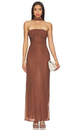 LPA Vittoria Maxi Dress in Chocolate. - size L | Revolve Clothing (Global)