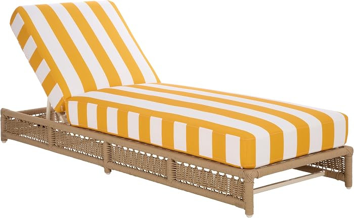 SAFAVIEH Outdoor Patio Furniture Collection – Callan Tan Rope & Yellow Stripe Cushion Lounger, ... | Amazon (US)