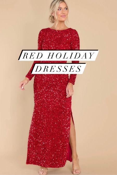 Red long sleeve maxi dresses for Christmas or holiday parties❣️ #holidaydress #reddress #maxidress 

#LTKHoliday #LTKunder100 #LTKSeasonal