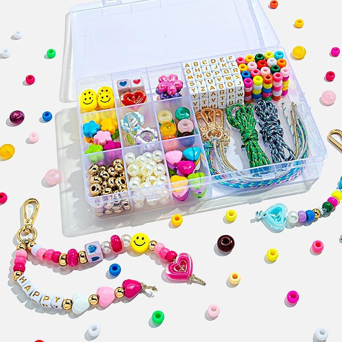 MYCUTEY 421Pcs DIY Keychain Making Kit - Beaded Keychain & Bag Charm Craft Supplies with Colorful... | Amazon (US)