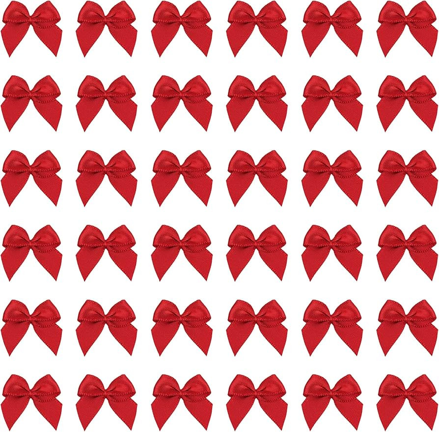 200pcs Mini Satin Ribbon Bows Flowers Red Craft Satin Ribbon Bows 1 Inch Pre-Tied Ribbon Satin Bo... | Amazon (US)