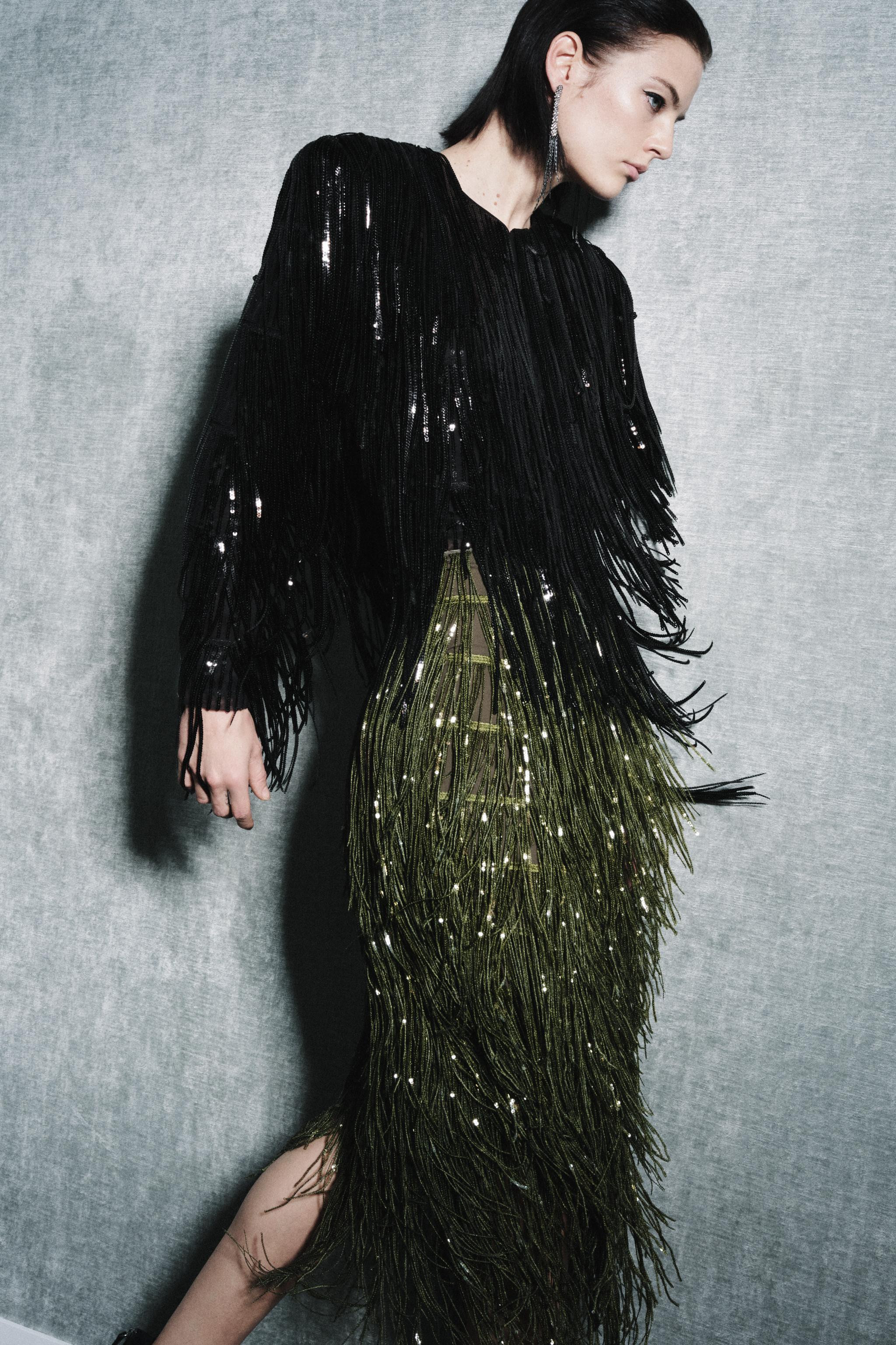 ZW COLLECTION LIMITED EDITION SEQUIN FRINGE SKIRT | Zara UK