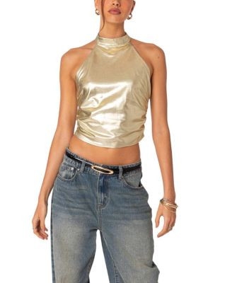 Edikted Karter Metallic Halter Top | Bloomingdale's (US)