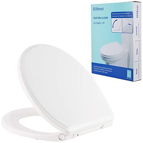 Hibbent Premium Round Toilet Seat with Cover(Oval) Quiet Close, One-Click to Quick Release, Easy ... | Amazon (US)