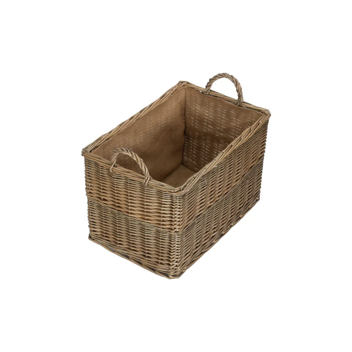 Large Rectangular Hessian Lined Wicker Storage Basket | Wayfair UK
