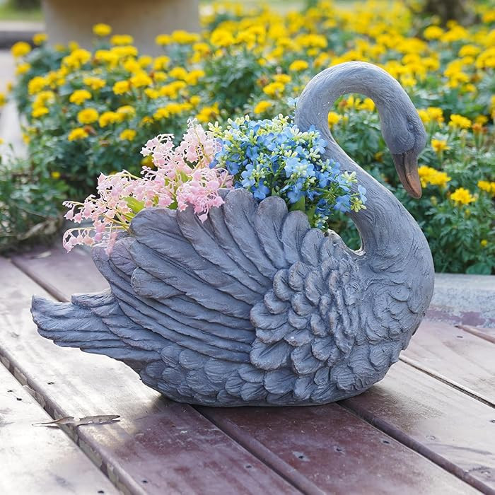 Unique Planters Swan Flower Pot Large – 18.5 Inch Planter Pots for Indoor Outdoor Concrete Fini... | Amazon (US)