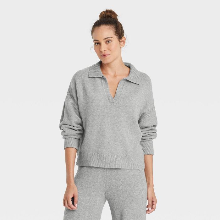 Women's Collared Split Neck Pullover Sweater - A New Day™ | Target