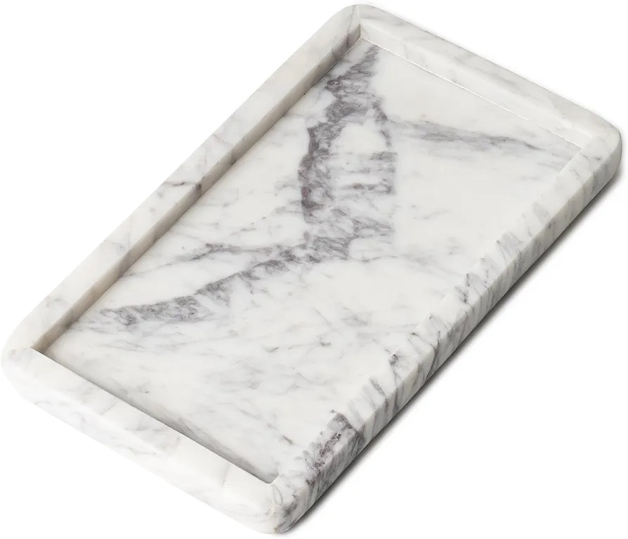Cork & Mill Marble Tray for Bathroom Countertop, Kitchen Counter, or Catchall - 8 3/4" x 5" Small... | Amazon (US)
