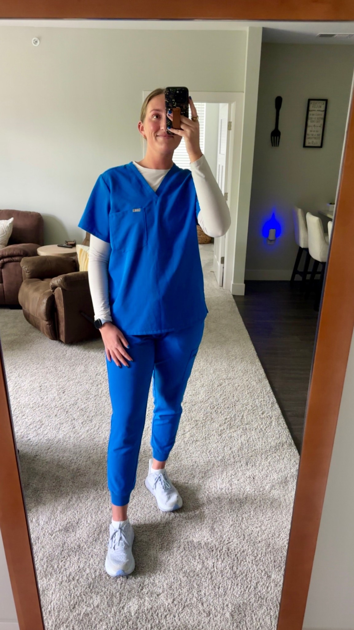 All blue everything today! Wearing size large in the scrub top and bottoms. Size XL in the long sleeve. 

#LTKWorkwear #LTKFindsUnder50 #LTKStyleTip