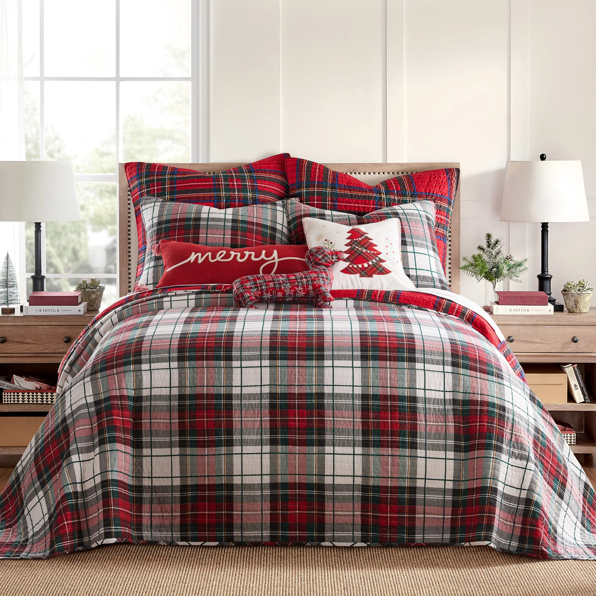 Spencer Plaid Bedspread Twin/Twin XL / Red | Levtex Home