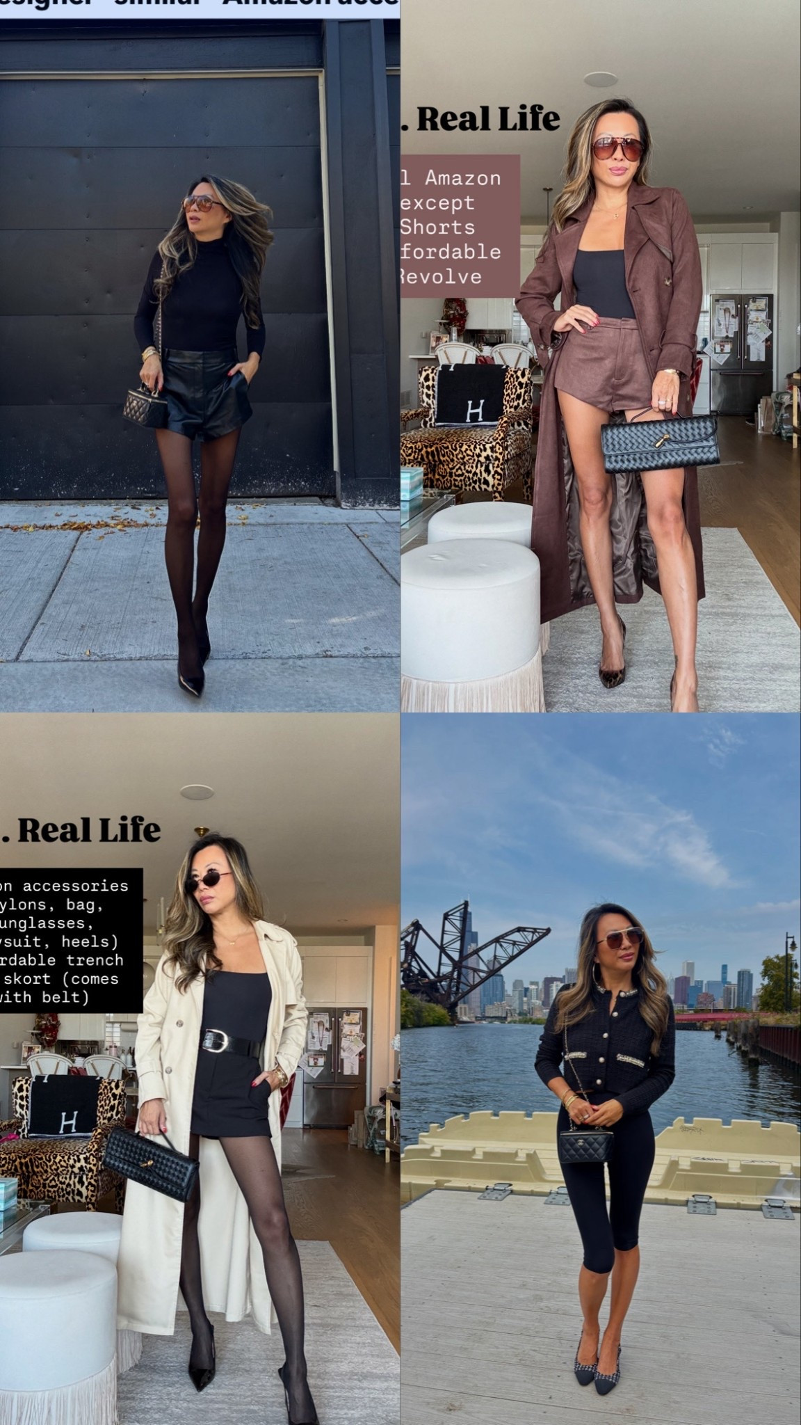 Fall outfits inspired by Pinterest. Black shorts, nylons, brown suede shortsand Amazon jacket, black outfit, best trench, capri and Amazon sweater style. Everything I'm wearing is a size small 

#LTKFindsUnder100 #LTKStyleTip