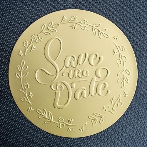100 x Embossed Save The Date Stickers, Metallic Foil Labels, Gold Foil Tags, Nice Envelope Seals, Invitation Stickers, Wedding Invitation Decor, Foil Party Favor Stickers, Embossed Favor Stickers | Amazon (US)