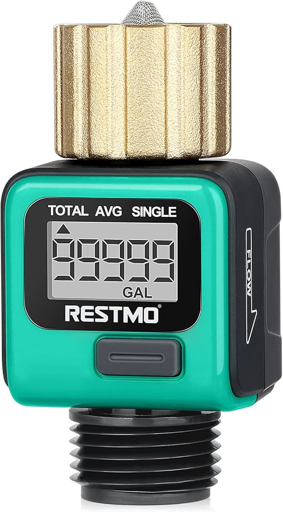 RESTMO Water Flow Meter with Brass Inlet Metal Thread, Measure Gallon/Liter Consumption and Flow ... | Amazon (US)