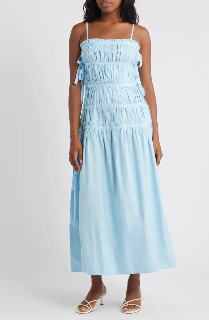Topshop Pleat Detail Cotton Maxi Sundress | Nordstromrack | Nordstrom Rack