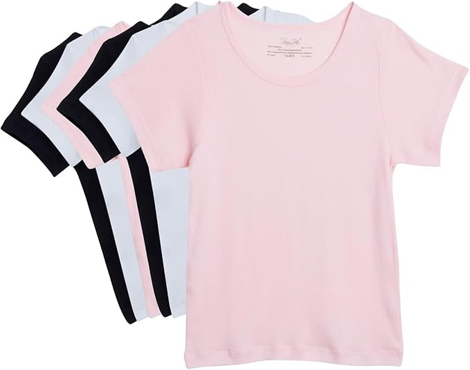 Rene Rofe Girls’ Undershirt – 100% Cotton No Show Comfort Crewneck Shirt (6 Pack, 2T-14) | Amazon (US)