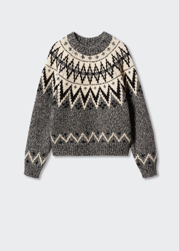 Crew neck border sweater -  Women | Mango USA | MANGO (US)