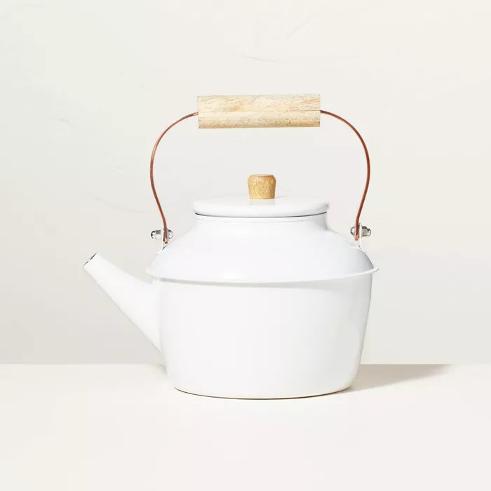 5qt Steel Stovetop Tea Kettle Sour Cream/Copper - Hearth & Hand™ with Magnolia | Target