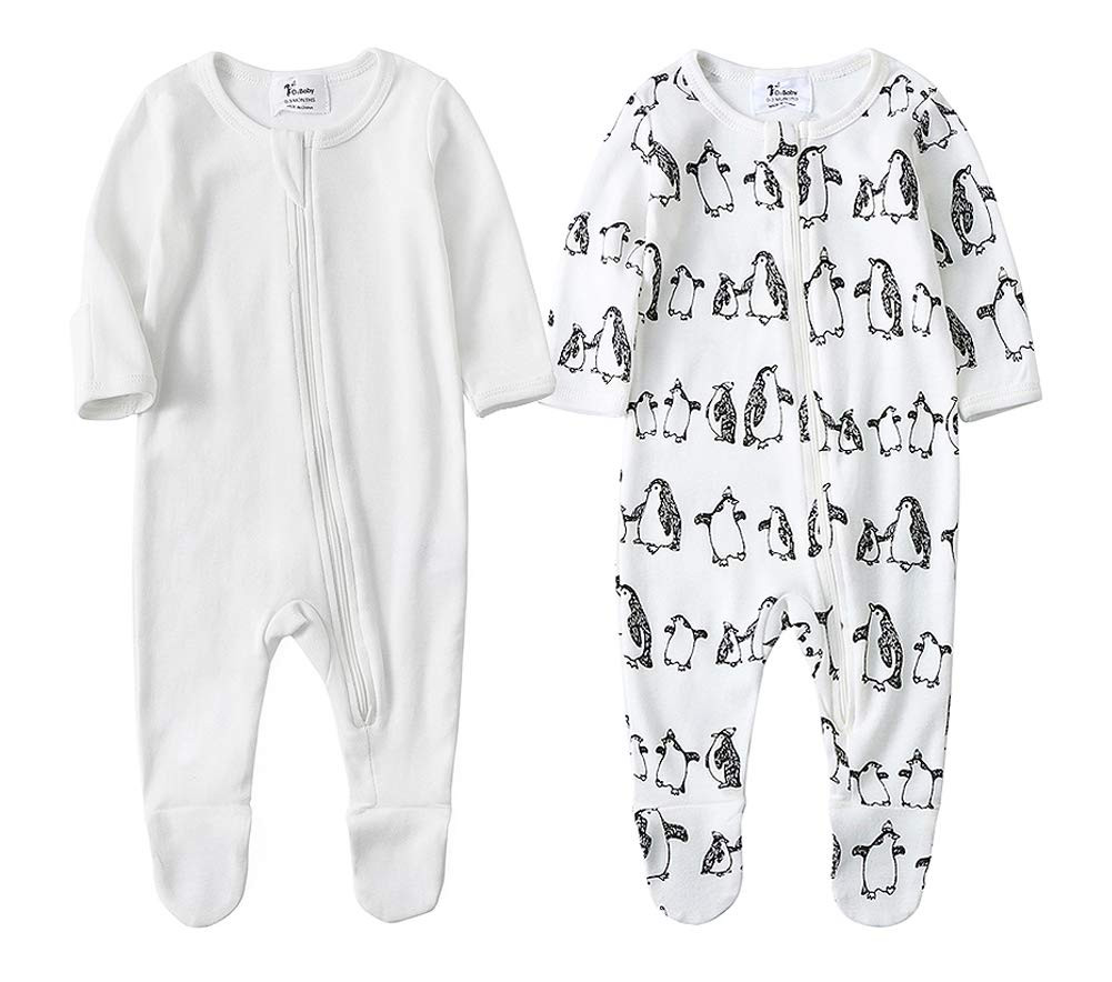 O2Baby Baby Boys Girls Organic Cotton Zip-Front Sleeper Pajamas, Footed Sleep 'n Play | Amazon (US)