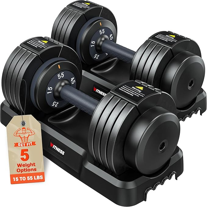 Adjustable Dumbbells Set of 2, 1 Hand Adjustable Weights Dumbbells Set, 5 in 1/10 in 1 Free Dumbb... | Amazon (US)