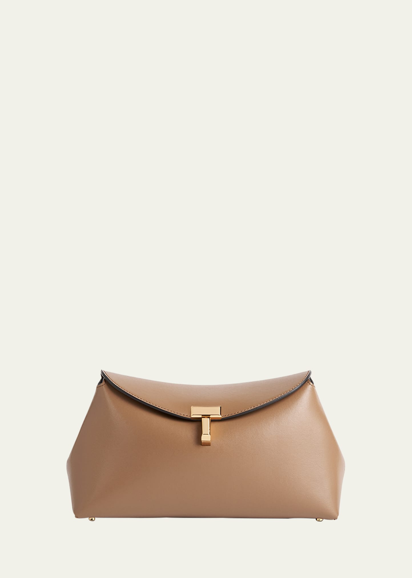Toteme T-Lock Leather Clutch Bag | Bergdorf Goodman