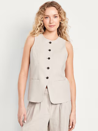 Linen-Blend Button-Front Vest | Old Navy (US)