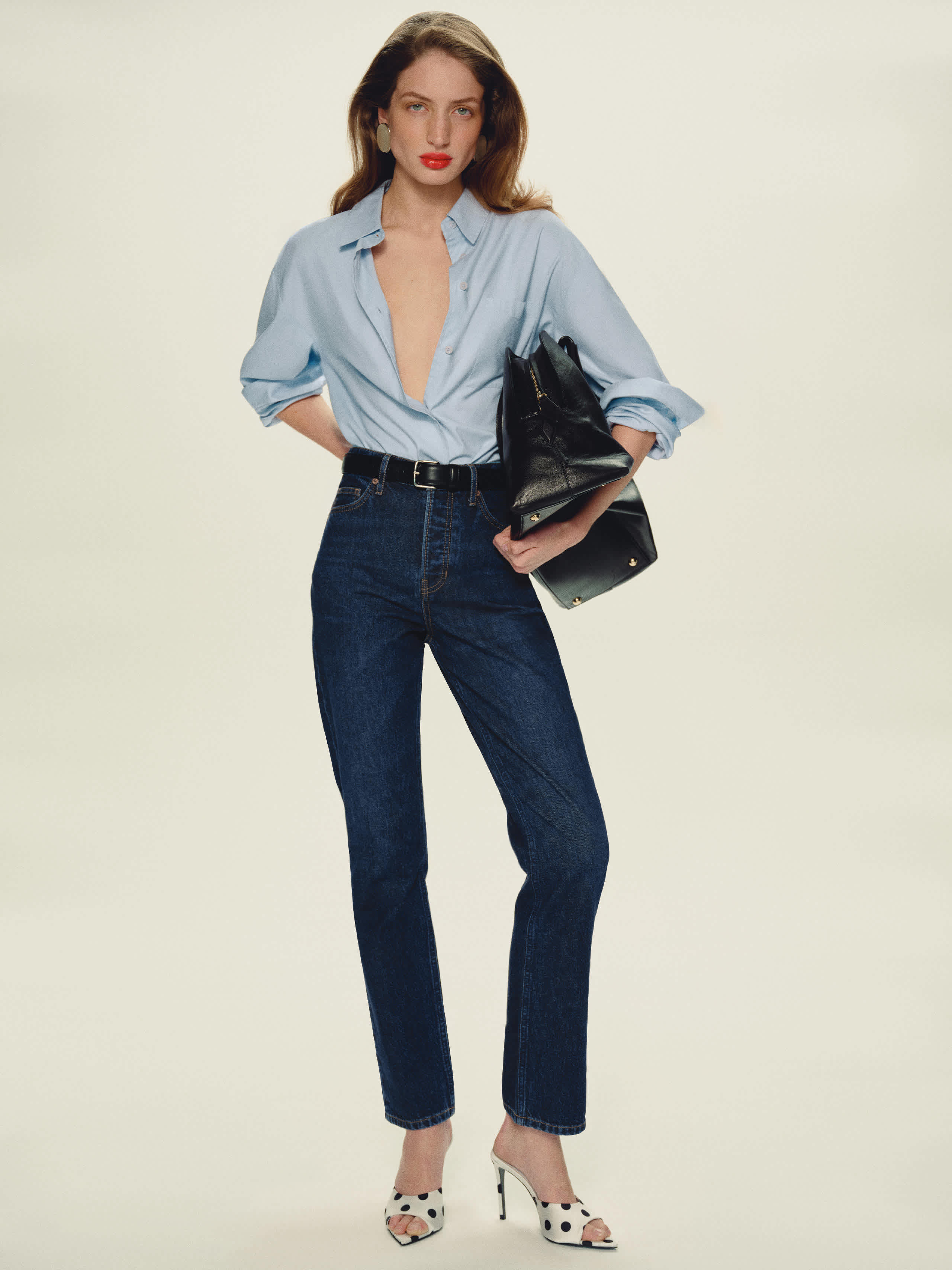 Reformation Cynthia High Rise Straight Long Jeans Blue 29 | Reformation (Global)