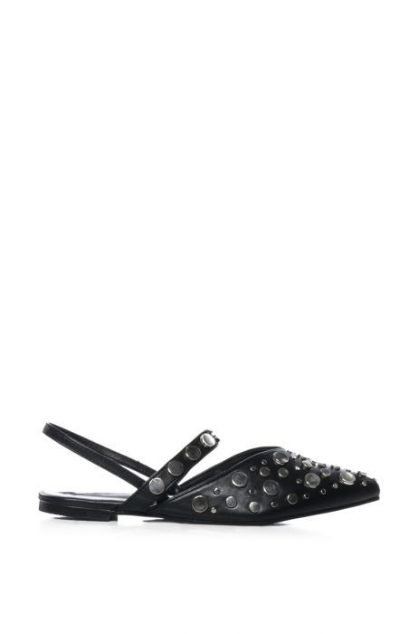 AZALEA WANG SOMETHING SWEET SILVER EMBELLISHED FLAT IN BLACK | AKIRA