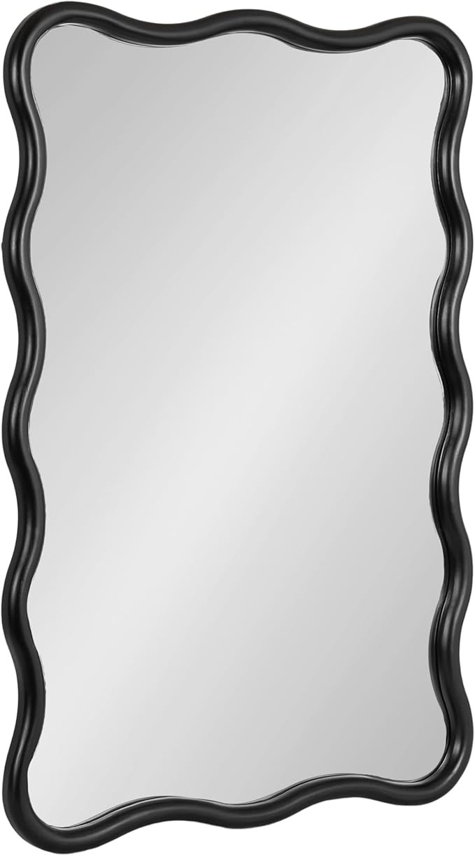 Kate and Laurel Talma Modern Scalloped Rectangle Wall Mirror, 24 x 36, Black, Rectangular Wavy Mi... | Amazon (US)