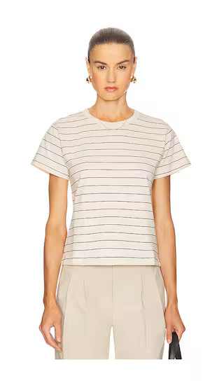 LESET Margo Stripe Tee in Cream. - size S | Revolve Clothing (Global)