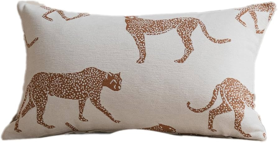 Croker Horse 12x20 inches Throw Pillow Cushion Covers - Orange Leopard Cheetah Chenille Jacquard ... | Amazon (US)