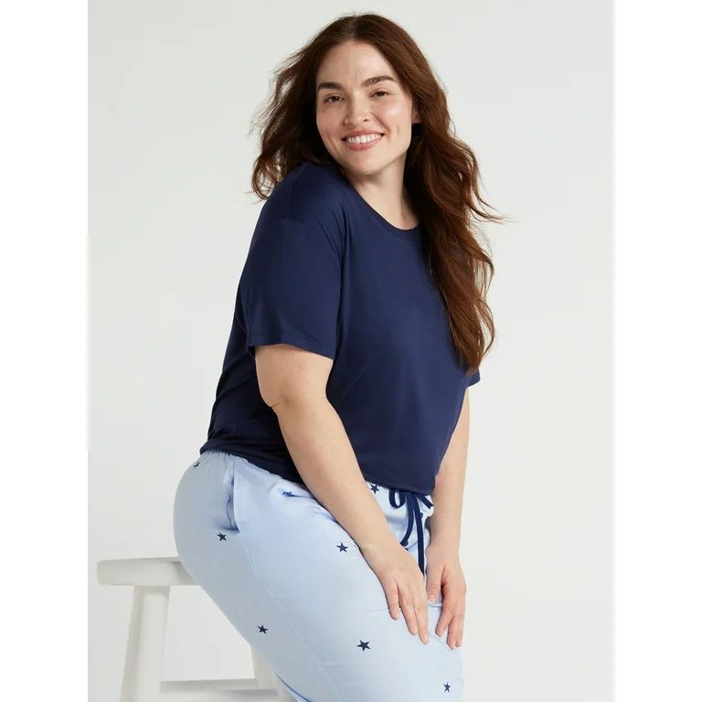 Joyspun Women's Short Sleeve Knit Sleep T-Shirt, Sizes S to 3X - Walmart.com | Walmart (US)