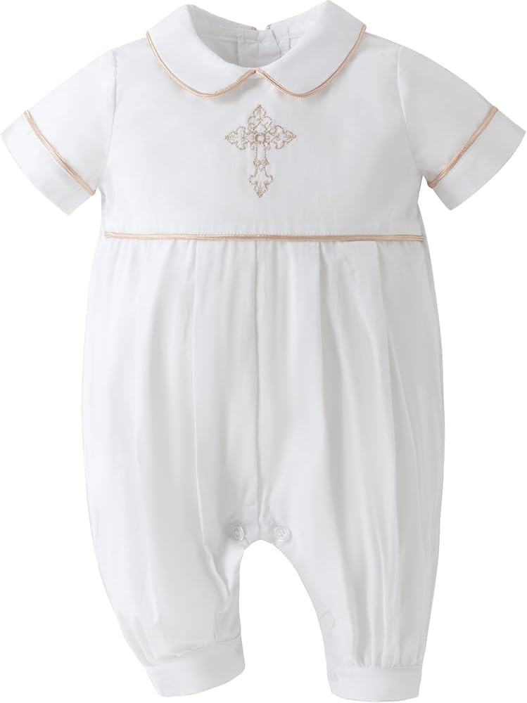 Booulfi Baptism Christening Outfits for Boys Easter White Romper Baby Romper Church Newborn Cloth... | Amazon (US)