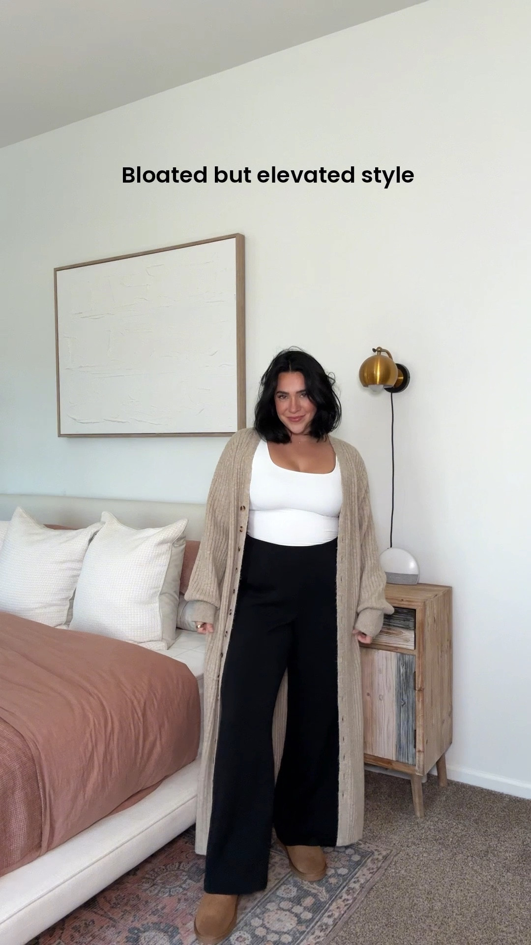 Smoothing but not too tight undies: size L, bra size L (no wires). Pants size L, run a tad long but I went with regular length at 5’5. Code ninaxspanx for undies and pants. Pants were stretchy and soft with pockets. Tank size L, it’s double lined. Sweater size L, a little oversized could have done M. 

#LTKSeasonal #LTKMidsize #LTKWorkwear