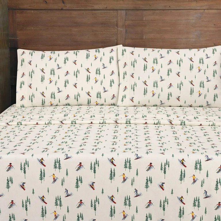 Mainstays 4-Piece Vanilla Dream Skiers Flannel Sheet Set, Full | Walmart (US)