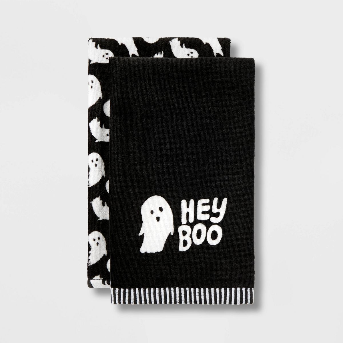 2pk Halloween Hey Boo Bath Hand Towels Black/White - Hyde & EEK! Boutique™ | Target