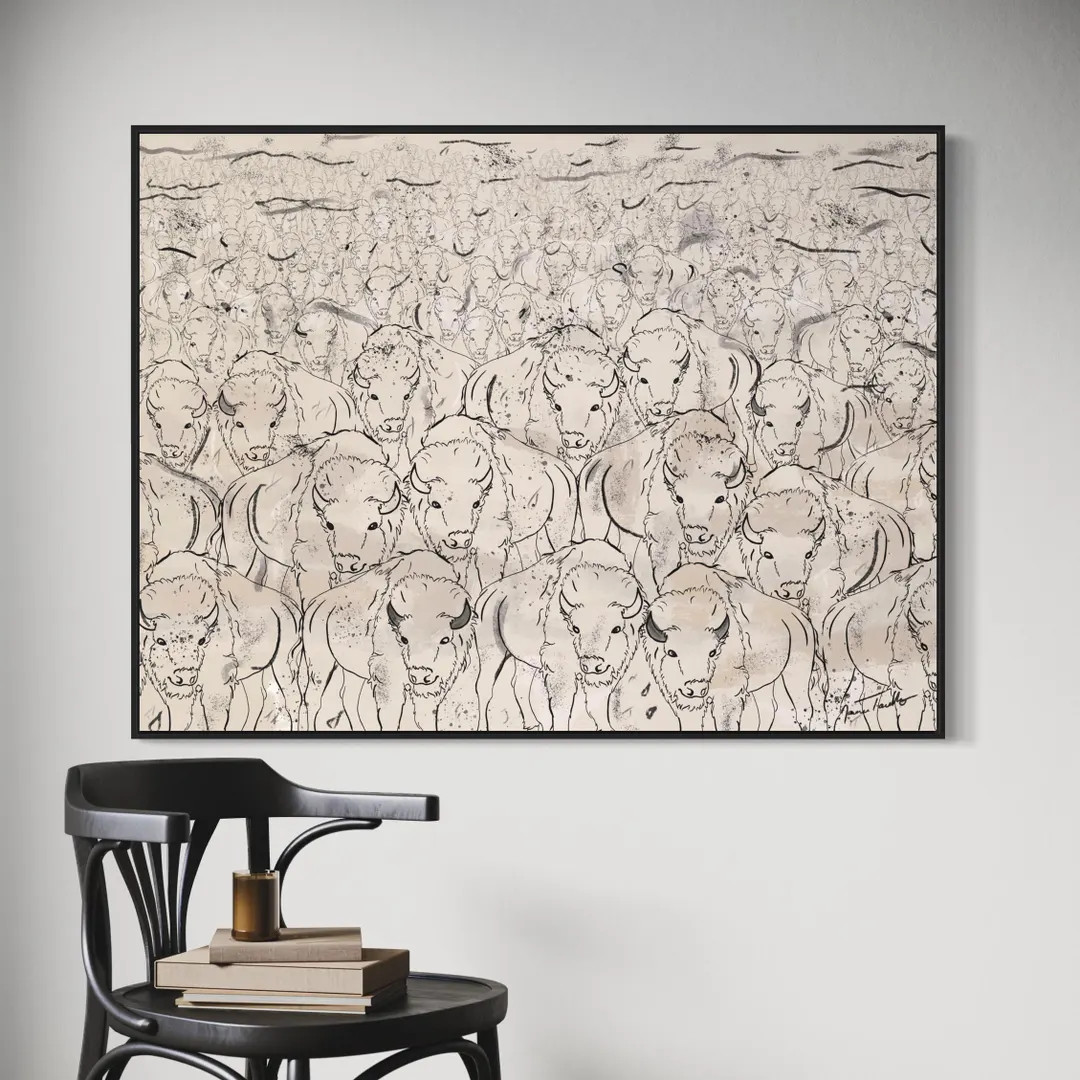 Buffalo Canvas Print: Abstract Mid Century Modern Art, Oversized Framed Decor | Etsy (US)