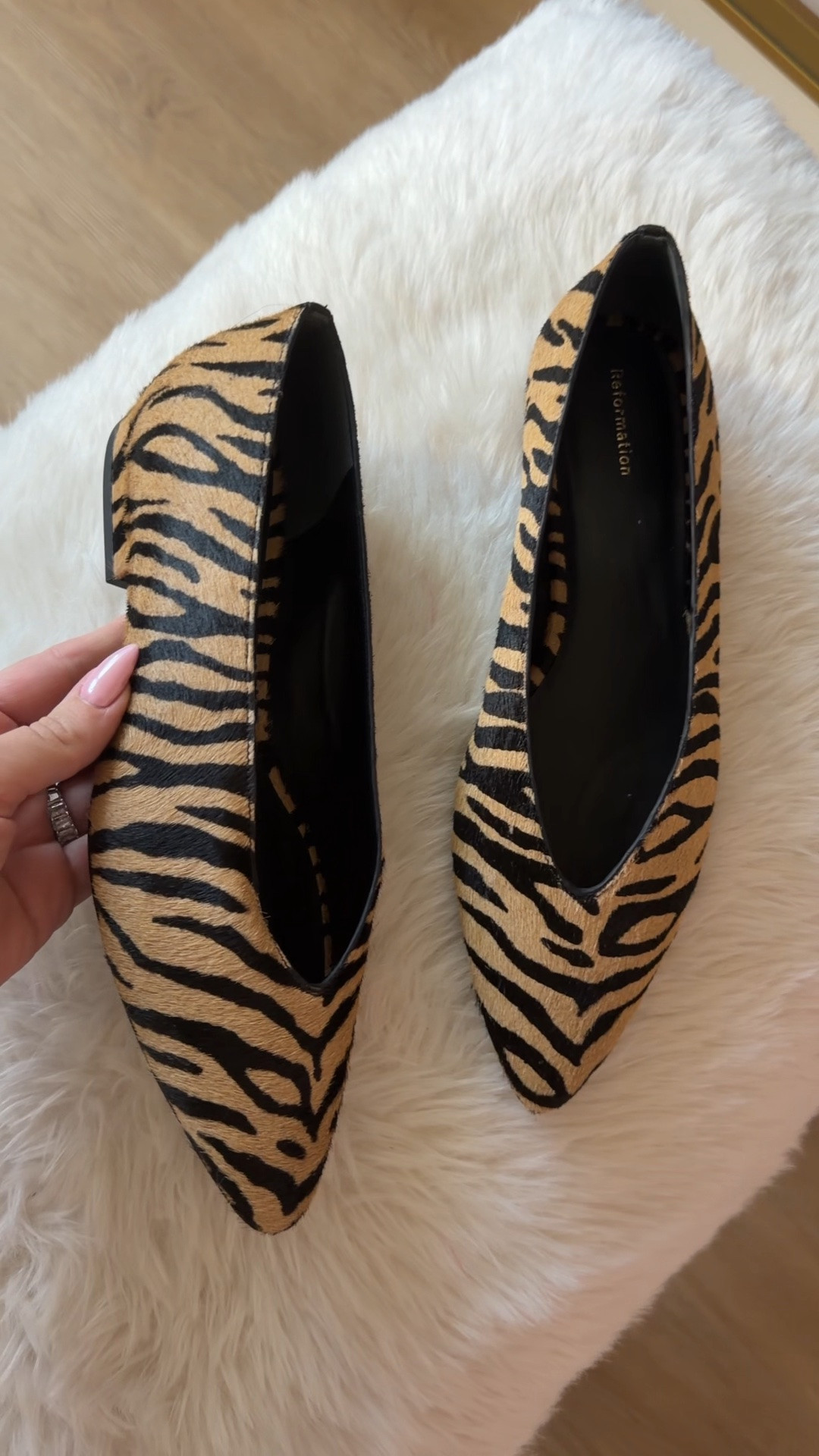 calf hair tiger flats for fall! obsessed with these! but they run BIG! size down .5

#LTKSeasonal #LTKMidsize #LTKWorkwear