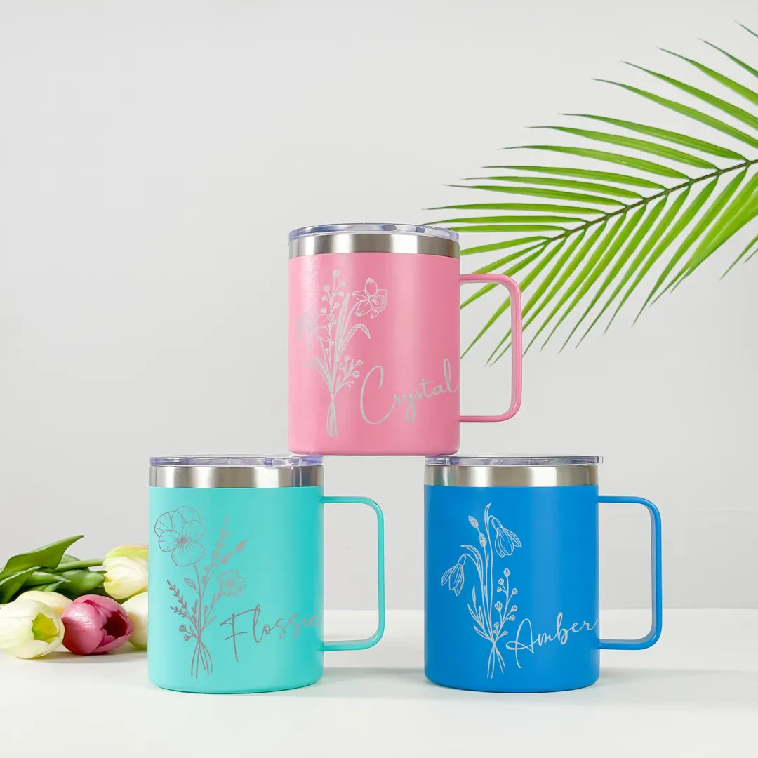 Personalized Engraved 12oz Insulated Coffee Cup/ Bachelorette Party Gift/ Floral Stainless Steel ... | Etsy (US)
