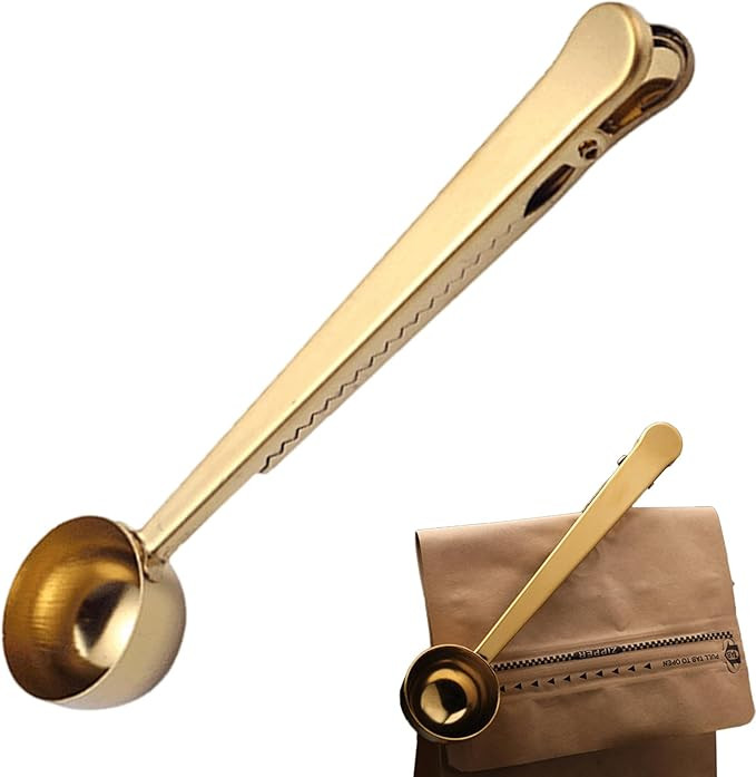 Coffee Scoop Clip,Stainless Steel Measuring Scoop With Coffee Bag Clip for Ground Coffee Tea Prot... | Amazon (US)